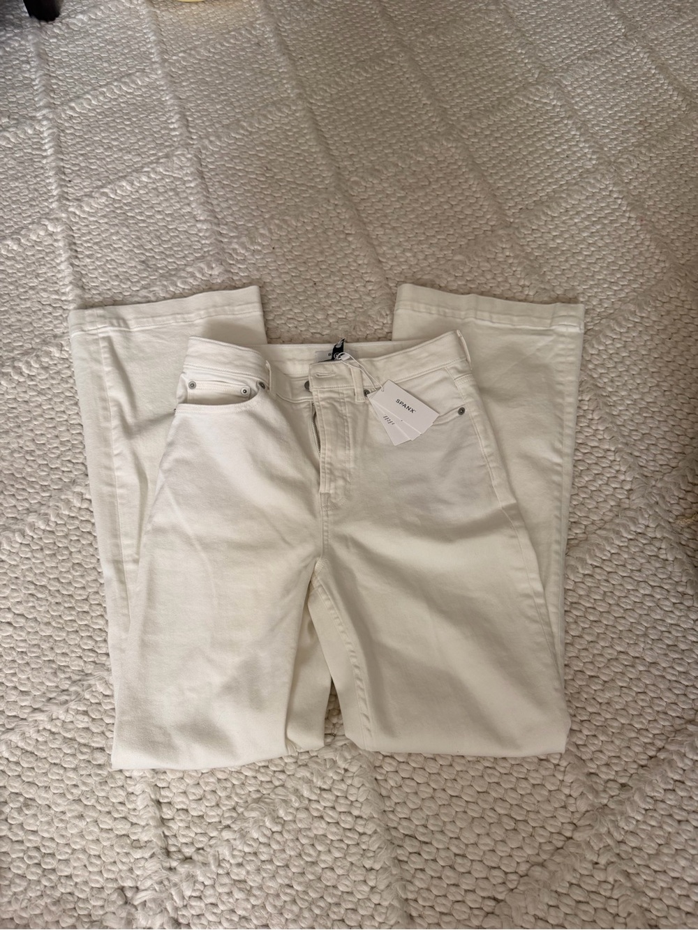SPANX Off-White High-Rise Straight Jeans